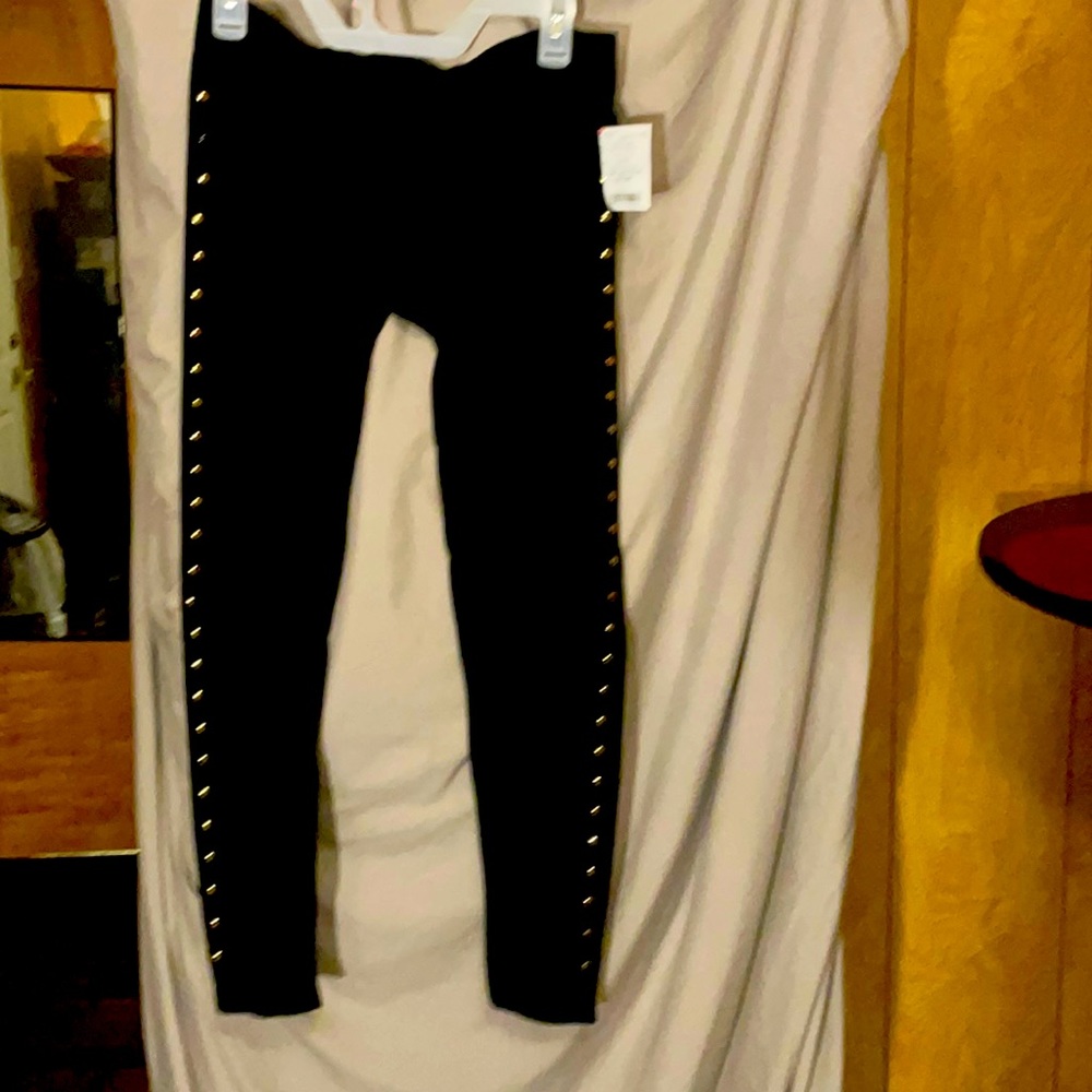 BRAND NEW black gold studded leggings by Blue Star clothing Co. one size plus